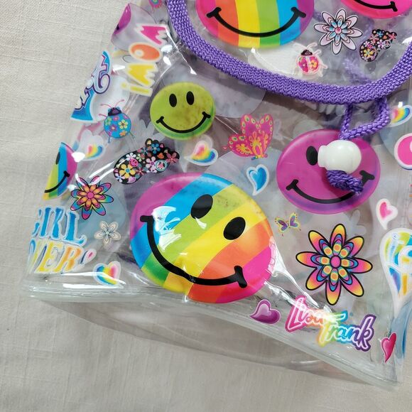 Vintage 90s Lisa Frank Smiley Clear Purple Backpack Mini - Picture 3 of 10